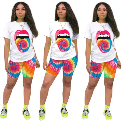 Summer Casual Tie Dye Two Piece Short Set