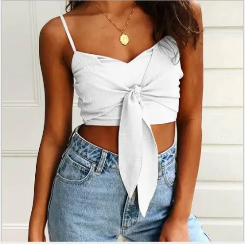 Sexy Tied Front Straps Crop Top