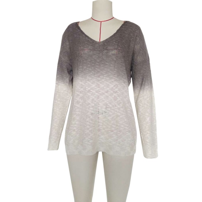 Autumn Gradient V-Neck Loose Knit Top