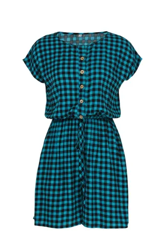 Summer O-Neck Plaid Short Dress