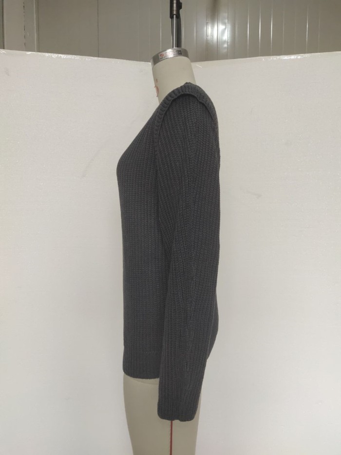 Fall Regular O Neck Plain Pullover Sweater