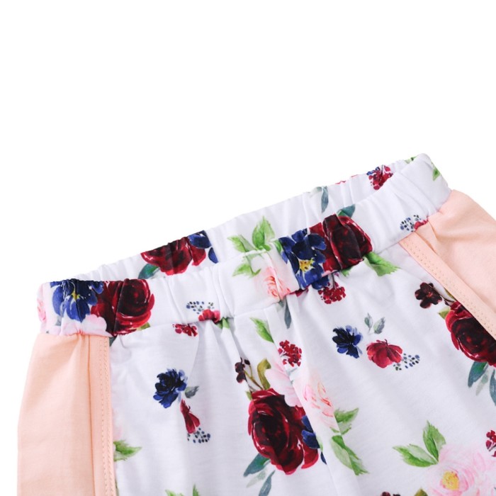Kids Girl Summer Two Piece Floral Shorts Set