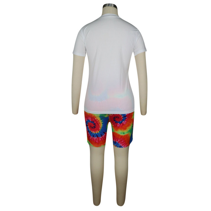 Summer Casual Tie Dye Two Piece Short Set