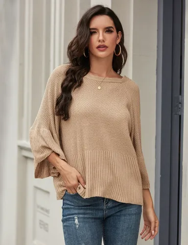 Autumn Bat Sleeving Pullover Sweater
