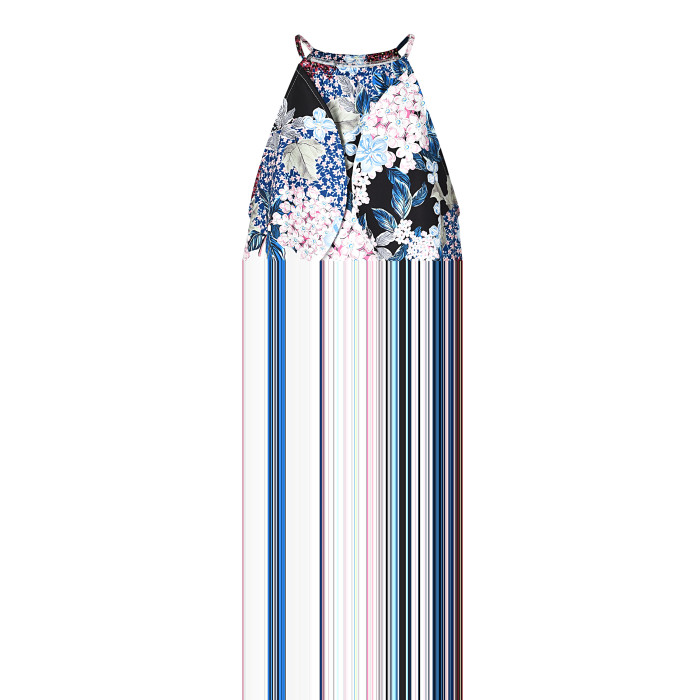 Print Flower Halter Mermaid Dress