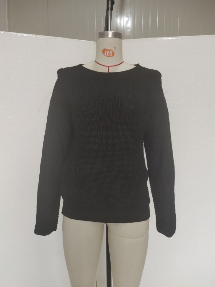Fall Regular O Neck Plain Pullover Sweater