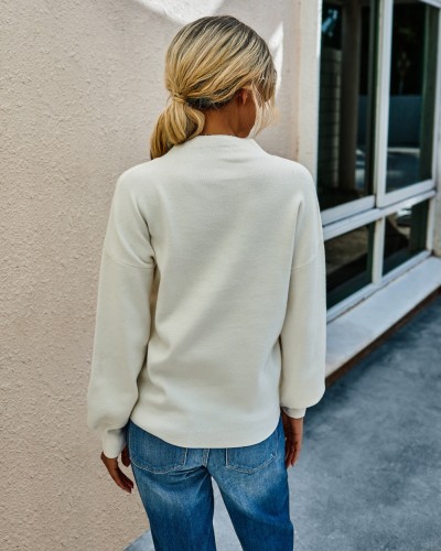 Autumn Round Neck Knitted Plain Top