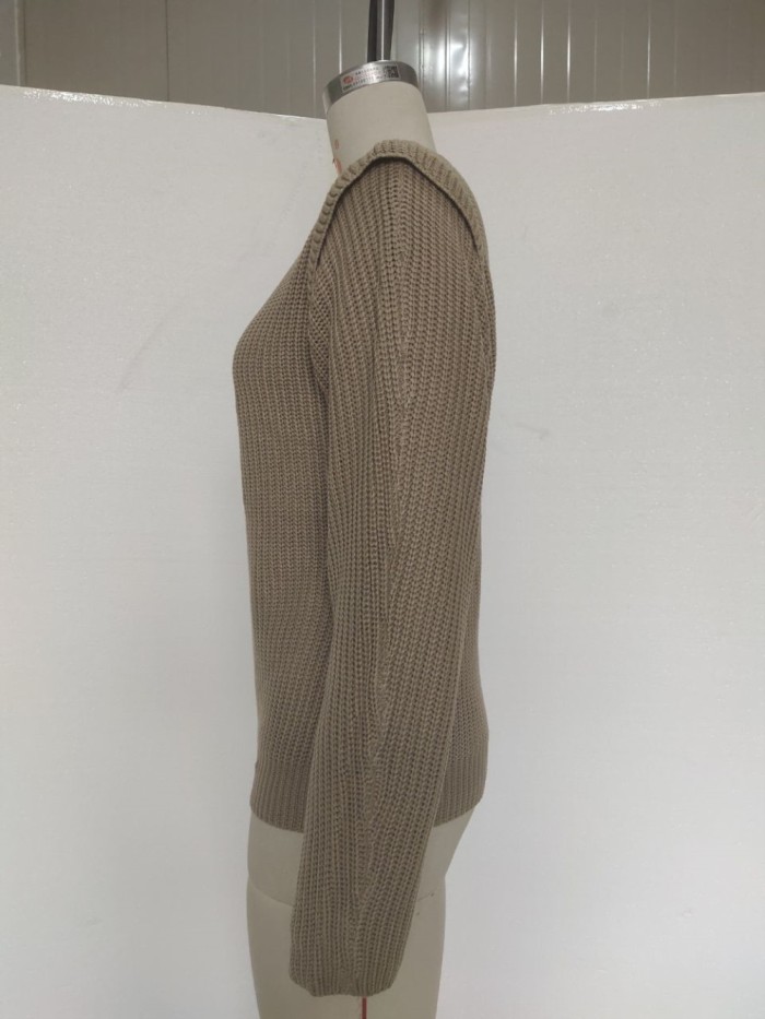 Fall Regular O Neck Plain Pullover Sweater