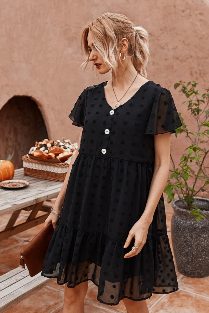 Summer V-Neck Floral Short Chiffon Dress
