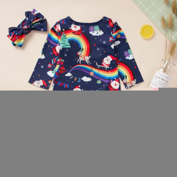 Baby Girl Santa Claus Rompers with Headband