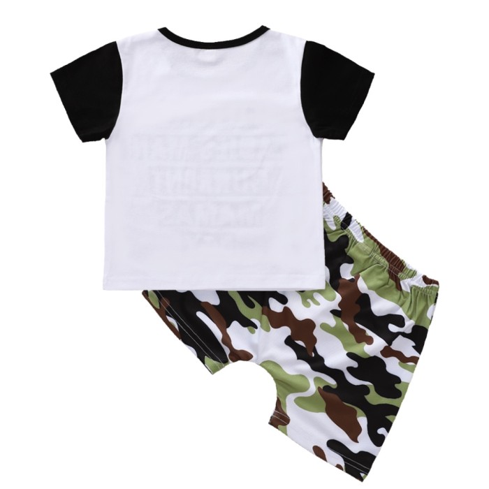 Kids Boy Summer Two Piece Camou Shorts Set