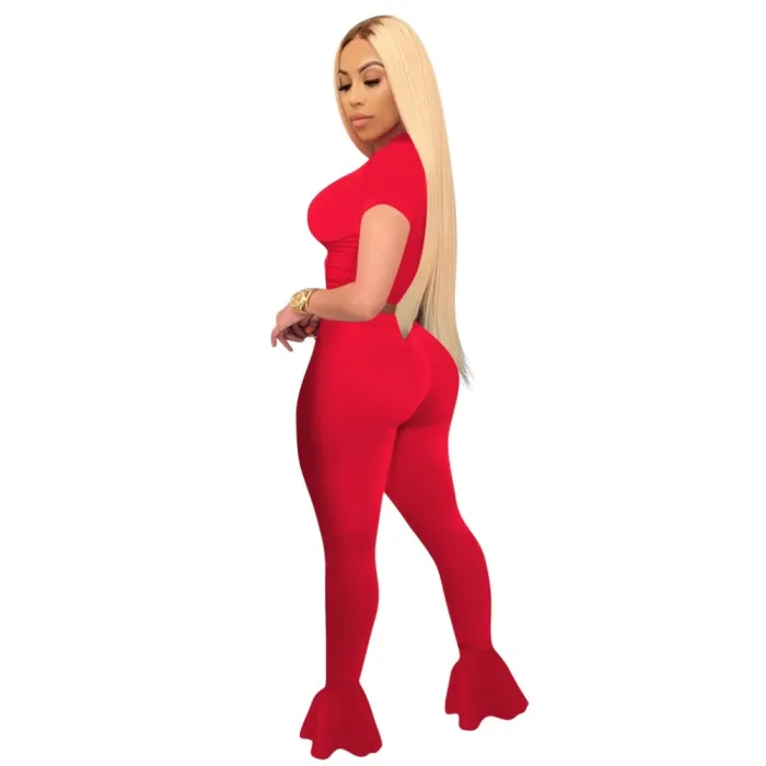 Summer Sexy Tight Crop Top and Flare Leggings