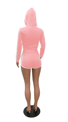 Fall Contrast Shorts Hoody Tracksuit