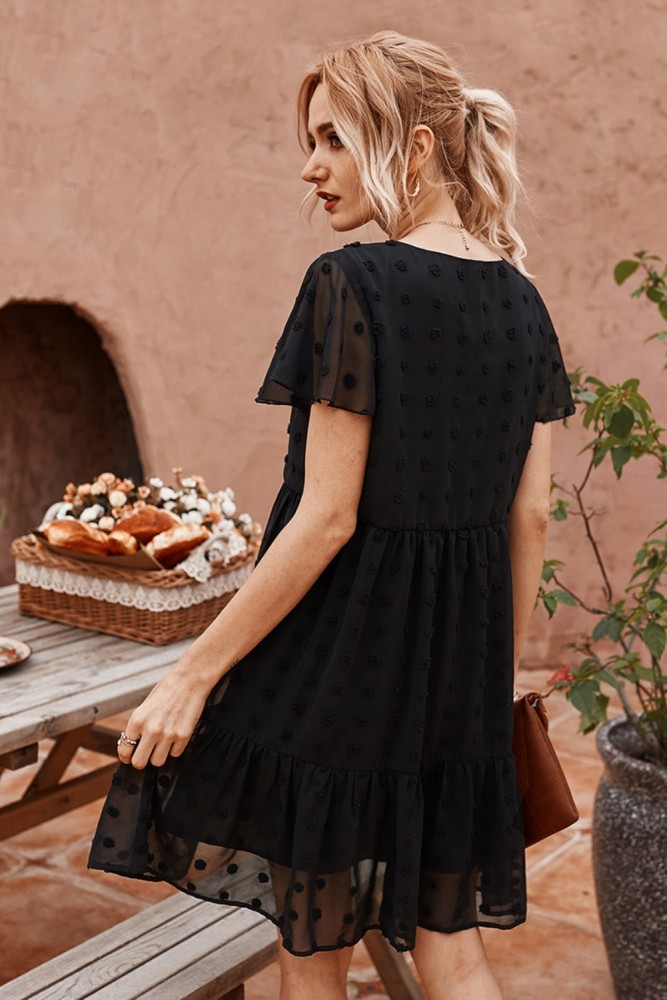 Summer V-Neck Floral Short Chiffon Dress