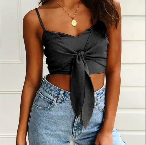 Sexy Tied Front Straps Crop Top