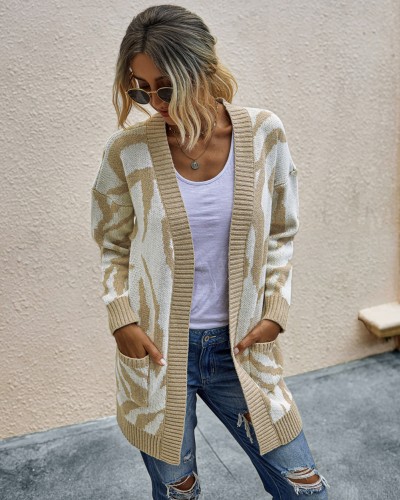 Falls Zebra Long Pocket Cardigans