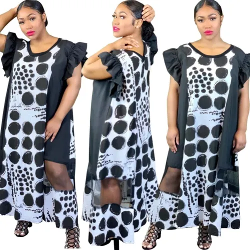 Summer White and Black Polka Long Maxi Dress