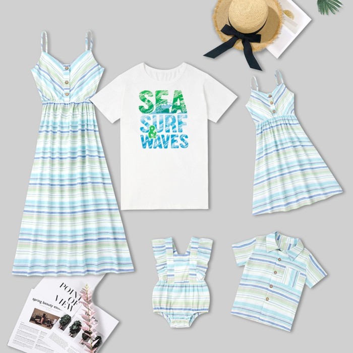 Summer Family Todder Girl Striped Rompers