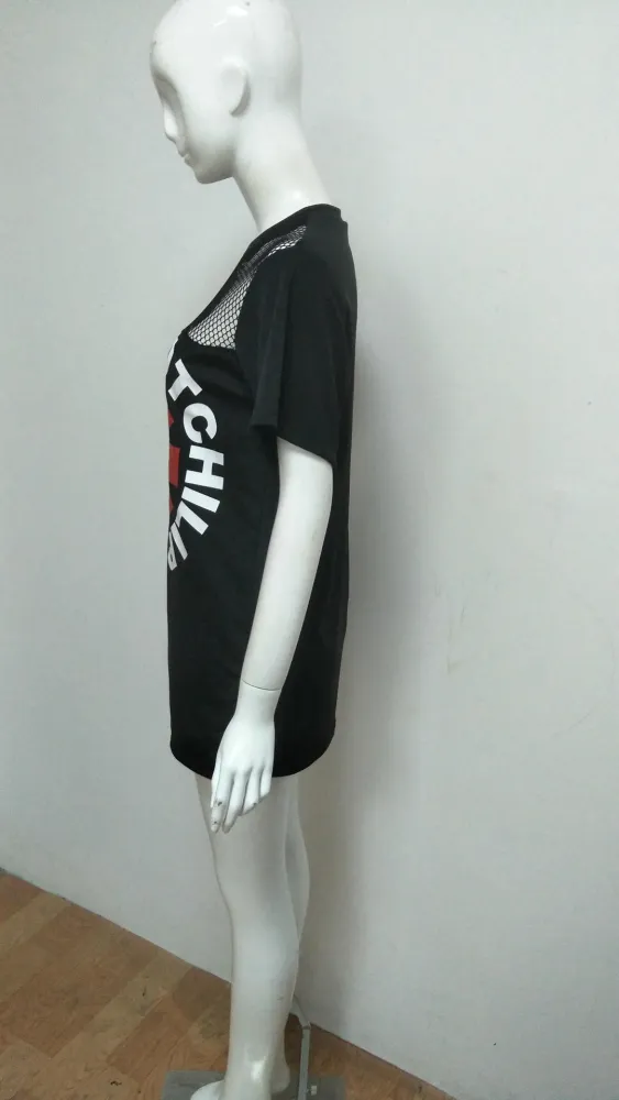 Black Print Short Sleeve Patchwork Shirt