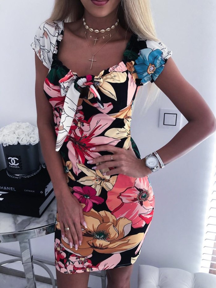 Floral Print Vintage Mini Dress