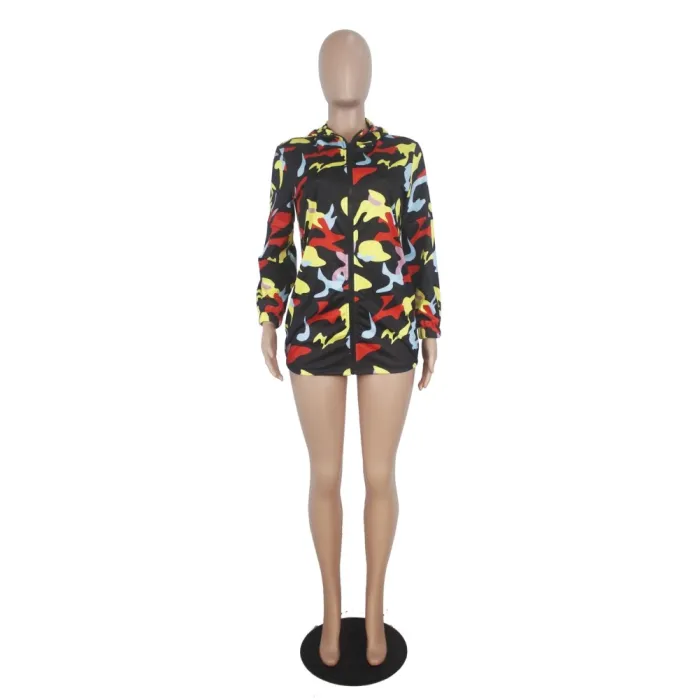 Camou Print Long Sleeve Hoody Jacket