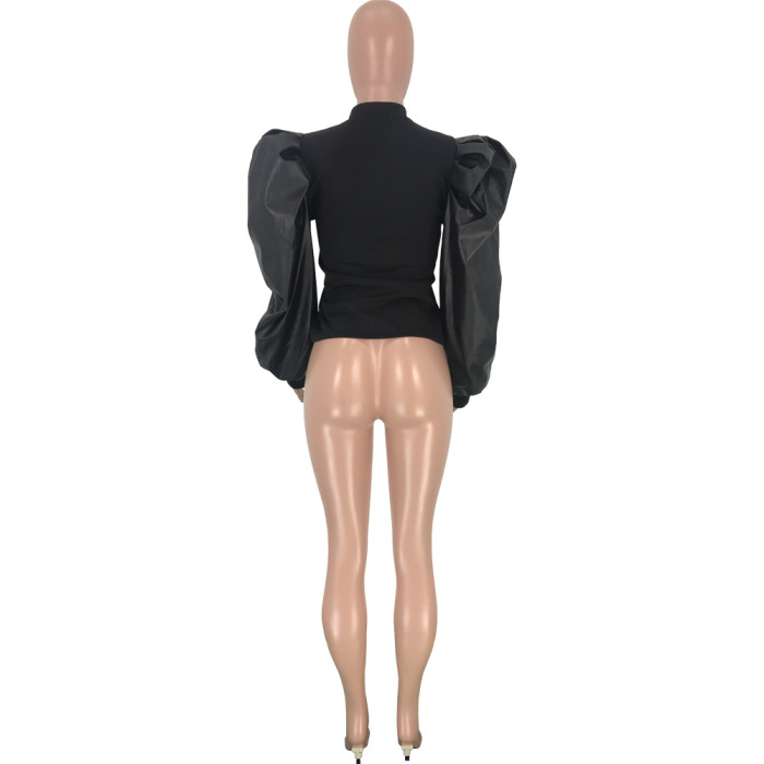 Black Party Top with Pop Sleeves