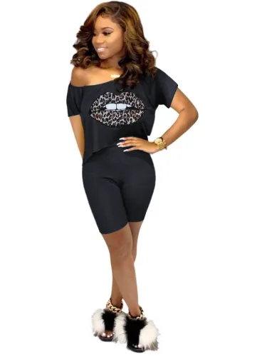 Print Crop Top and Shorts Set