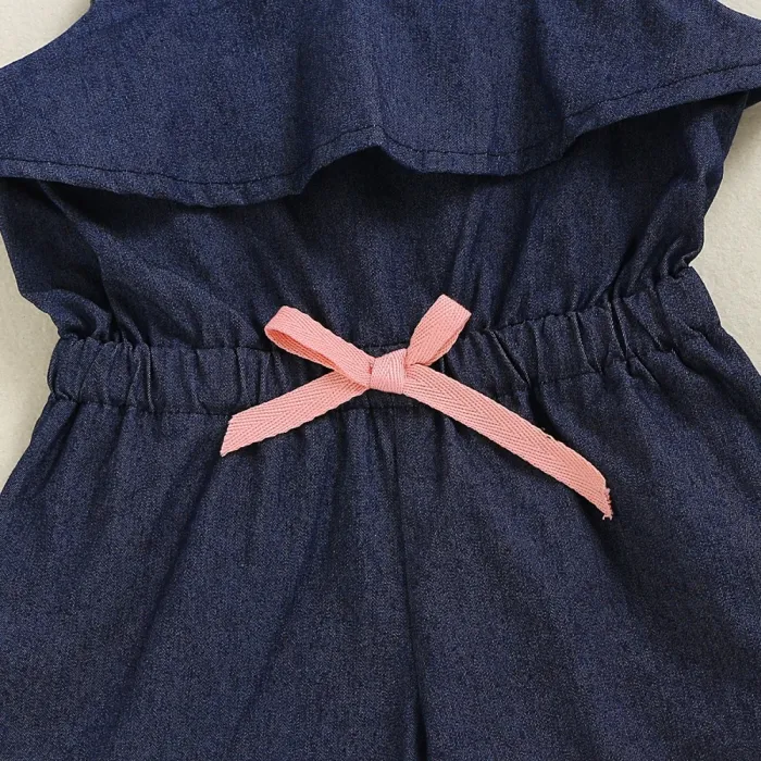 Kids Girl Summer Denim Straps Rompers