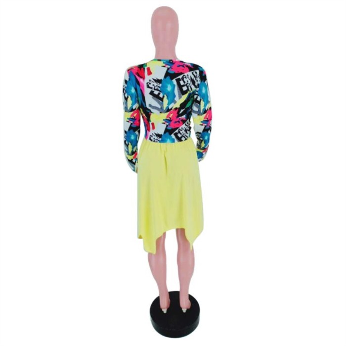 Print Upper Irregular A-Line Dress