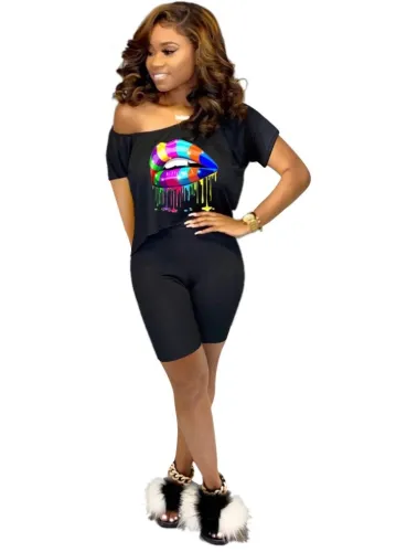 Print Crop Top and Shorts Set
