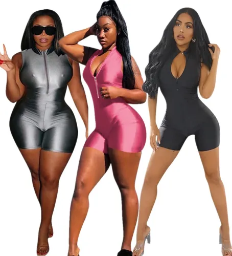 Sexy Sleeveless Pink Bodycon Rompers