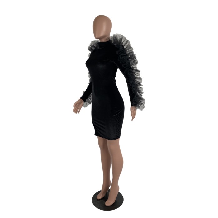 Black Sexy Slit Unique Bodycon Dress