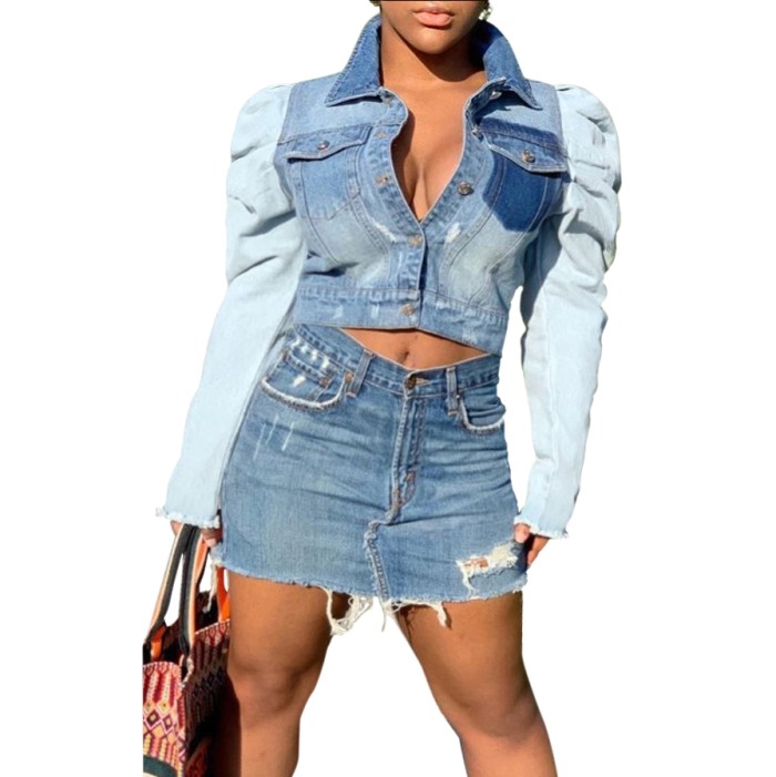 Contrast Short Denim Jacket