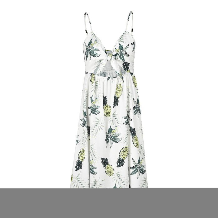 Print Straps Long Resort Dress