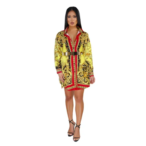 African Gold and Black Print Retro Shirt