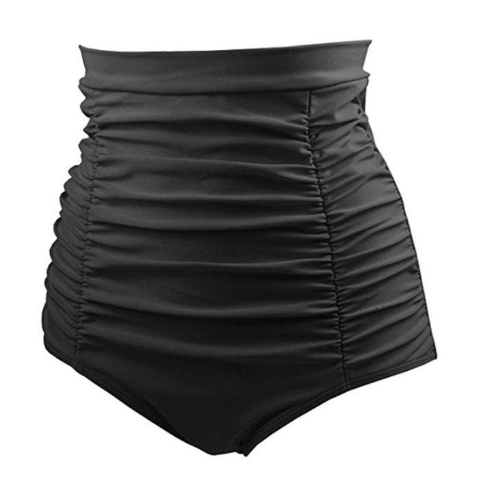 Bikini pentru costumul de baie, model nou cu talie ?nalt? ?i material plisat, acoper? bine abdomenul