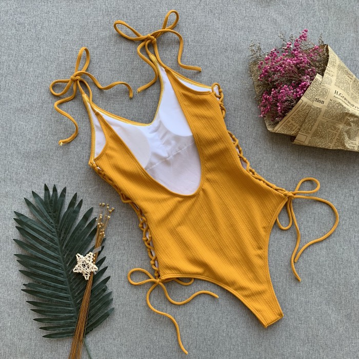 One-Piece Lace-Up Sexy Swimwear
