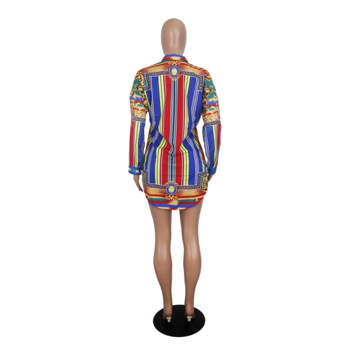 Print Retro Long Sleeve African Blouse