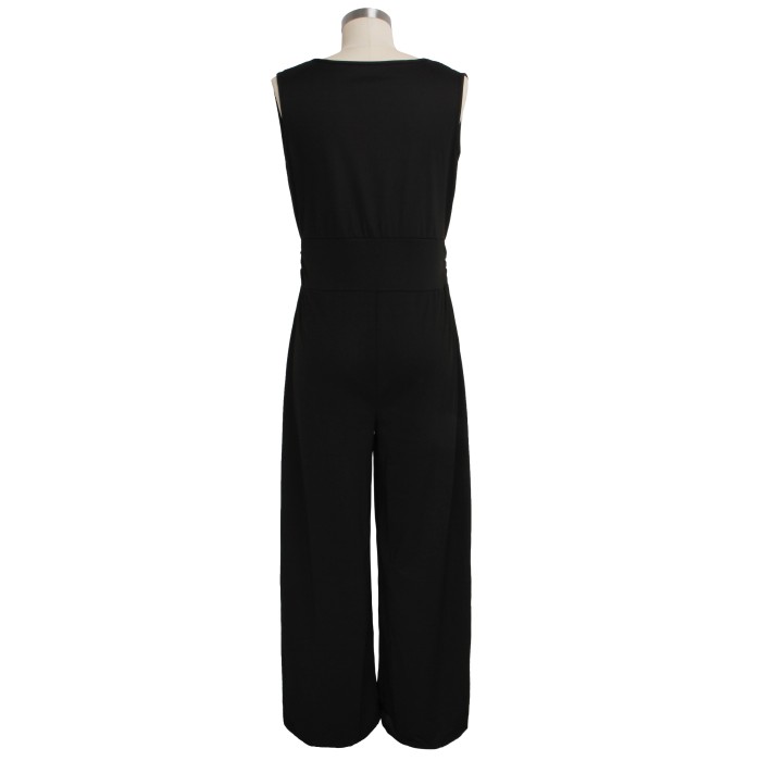 Black Sleeveless Deep-V Sexy Jumpsuit