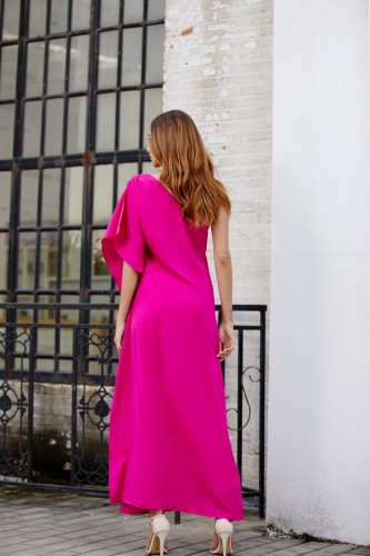 Summer Solid Color One Shoulder Slit Long Dress