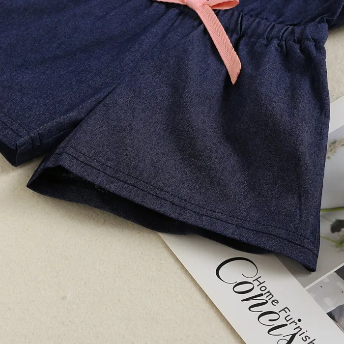 Kids Girl Summer Denim Straps Rompers