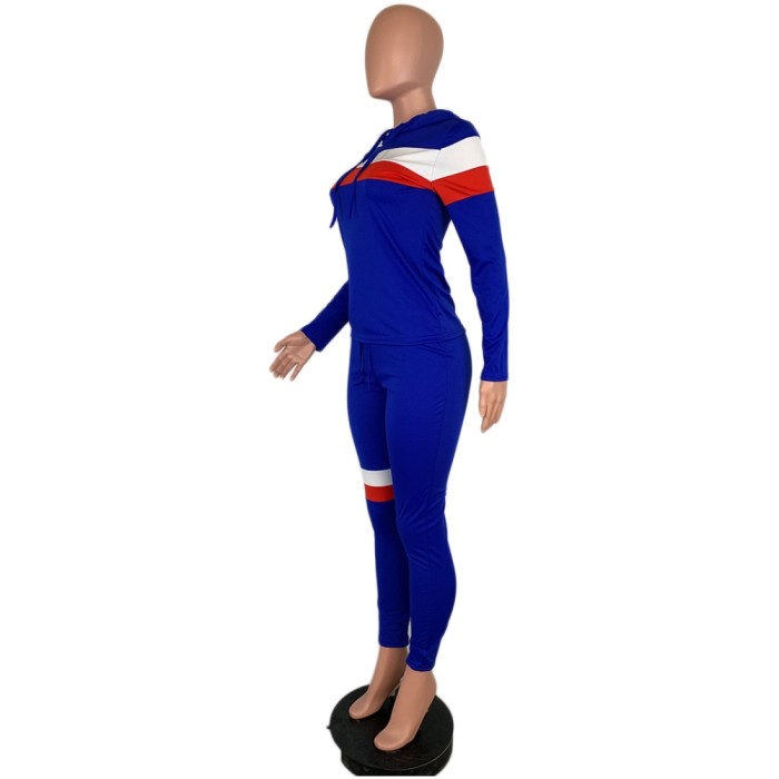 Sexy Tight Contrast Hoody Shirt and Pants