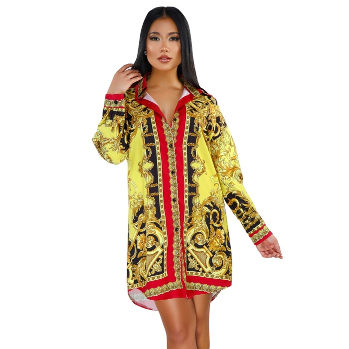 African Gold and Black Print Retro Shirt