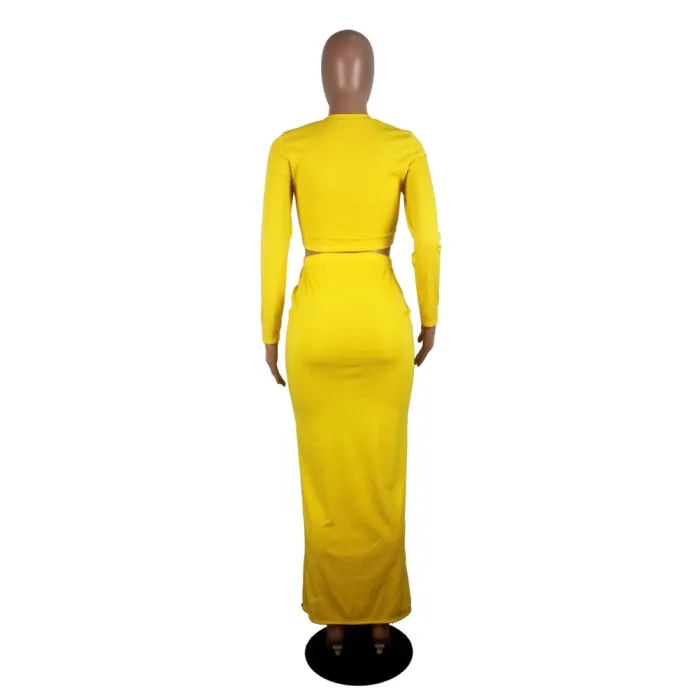 Solid Color Sexy Curvy Crop Top and Pencil Skirt