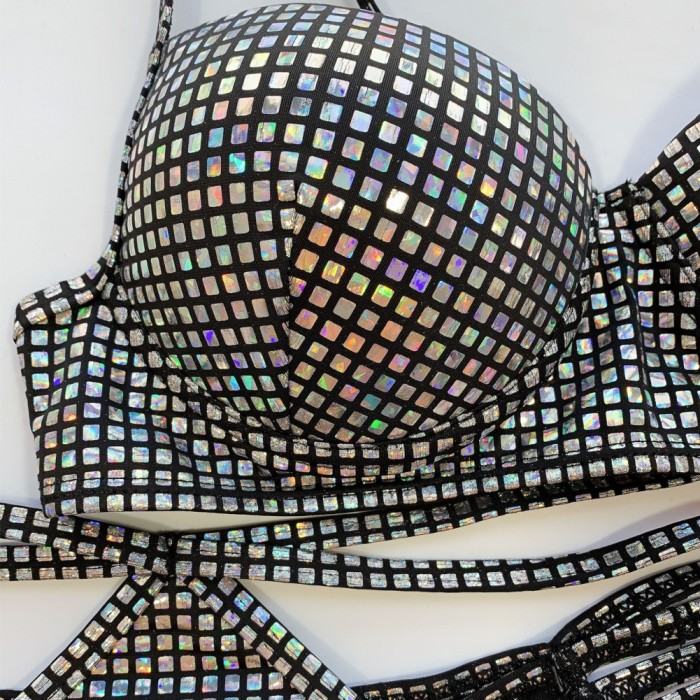 Sexy Two Piece Cut Out Sparkling Swimwear