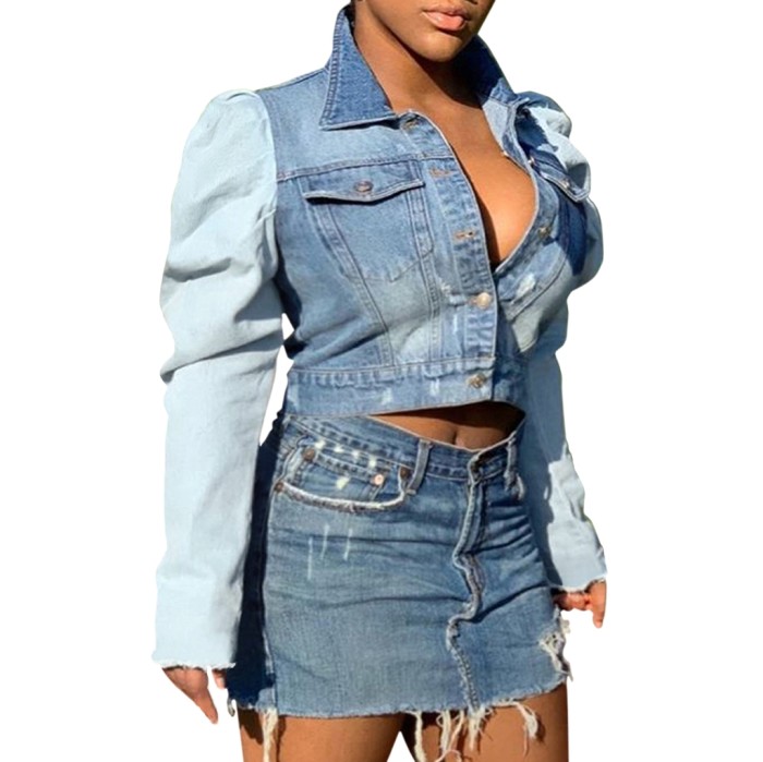 Contrast Short Denim Jacket