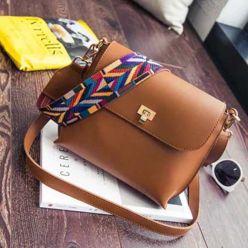 Classic Hot Sale Women Leather Mini Shoulder bags Simple Flap Sling Crossbody Messenger Bags Colorful Wide Strap Handbag Purses