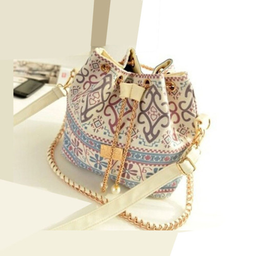 USUN Promotion Hot Women Chains Fashion Bucket Bag Canvas Patchwork Houndstooth Brand Messenger Bag Bolsas BS391