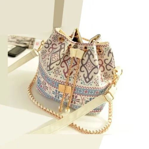 USUN Promotion Hot Women Chains Fashion Bucket Bag Canvas Patchwork Houndstooth Brand Messenger Bag Bolsas BS391