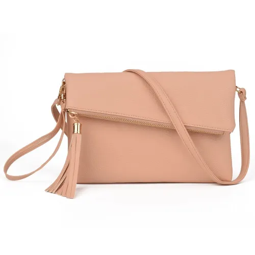 JIARUO 2017 New Tassel Design Women PU Leather Crossbody Messenger bag Small Sling Shoulder Bags Fold Closure Handbag Purses